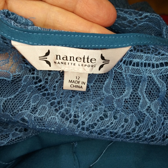 Nanette Lepore Dragonfly Teal "Poetic Love" Special Occasion Lace Dress - Picture 6 of 9